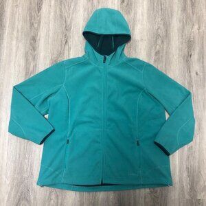 L.L. Bean Women's Size 2X Polartec Fleece Full Zip Hooded Sweatshirt Teal Hoodie